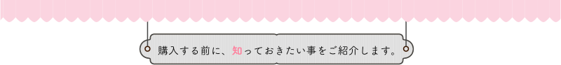 購入する前に、知っておきたい事をご紹介します。